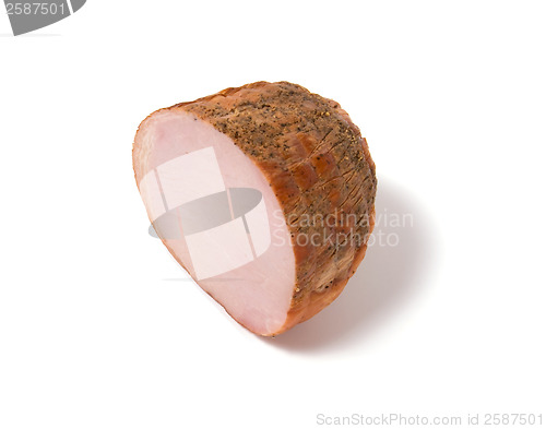 Image of Smoked ham isolated on white background