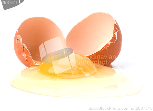 Image of broken egg isolated on white background