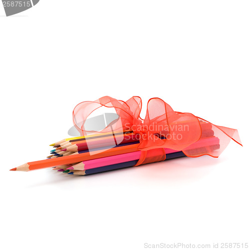 Image of 
Colour pencils isolated on white  background close up
