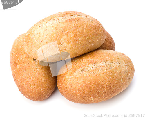 Image of fresh warm rolls isolated on white background