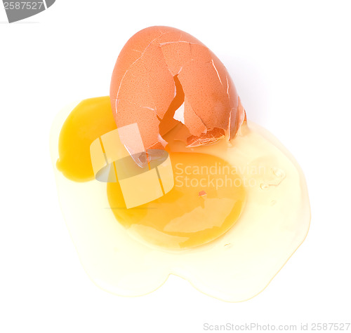 Image of broken egg isolated on white background