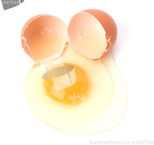 Image of broken egg isolated on white background