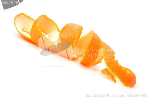 Image of orange spiral peel isolated on white