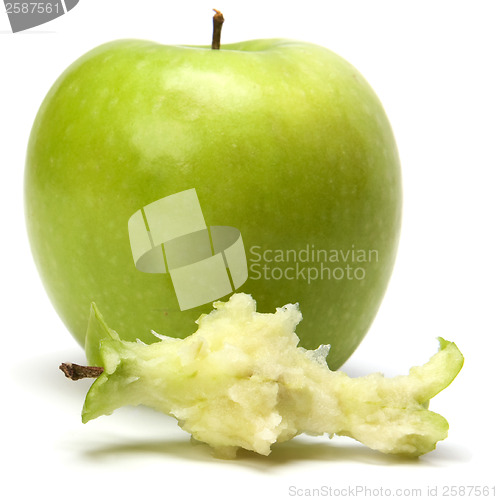 Image of core of an apple isolated white background