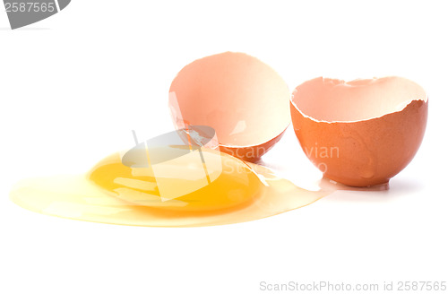 Image of broken egg isolated on white background