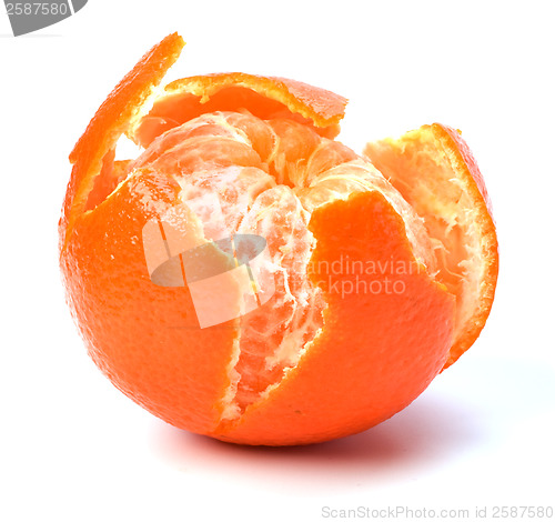 Image of peeled mandarin isolated on white