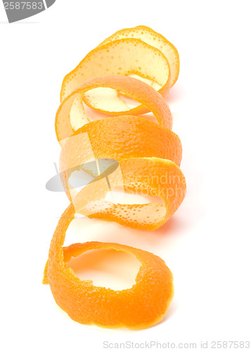 Image of orange spiral peel isolated on white