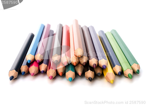 Image of 
Colour pencils isolated on white  background close up
