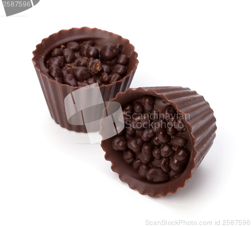 Image of chocolate pralines isolated on white background