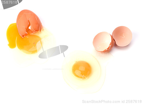 Image of broken egg isolated on white background