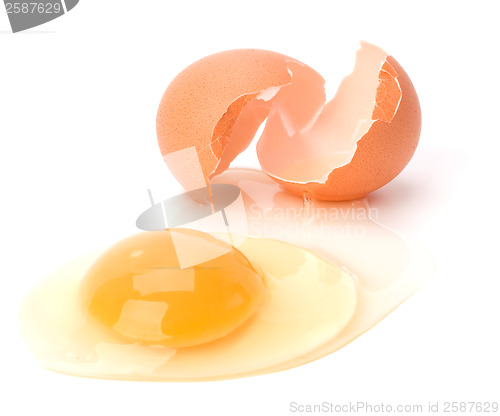 Image of broken egg isolated on white background