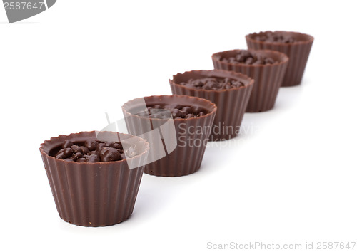 Image of chocolate pralines isolated on white background