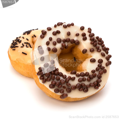 Image of Delicious doughnuts isolated on white background 