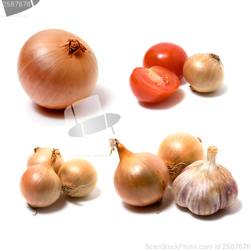Image of garlic and onion isolated on white