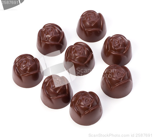 Image of chocolate pralines isolated on white background