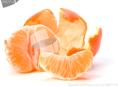 Image of peeled mandarin isolated on white