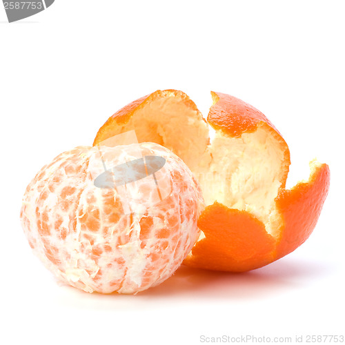 Image of peeled mandarin isolated on white