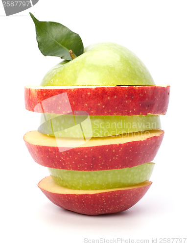 Image of sliced apples isolated on white background
