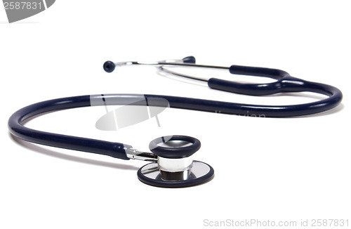 Image of blue stethoscope isolated on white background