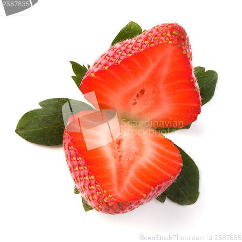 Image of Halved strawberry isolated on white background