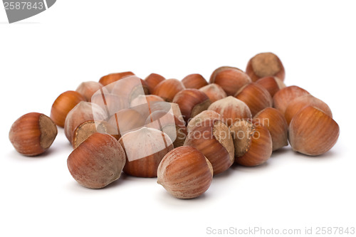 Image of hazelnuts isolated on white background