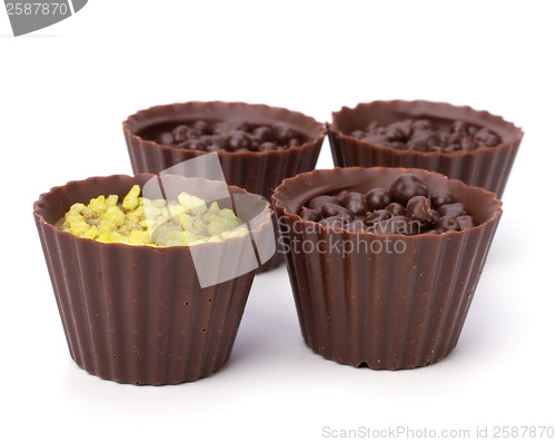 Image of chocolate pralines isolated on white background
