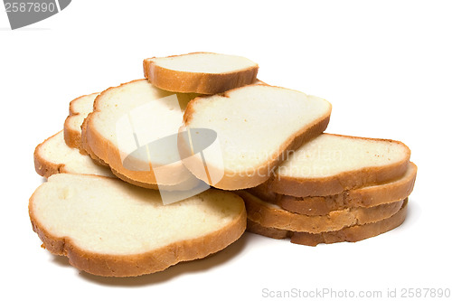 Image of sliced baguette isolated on white  