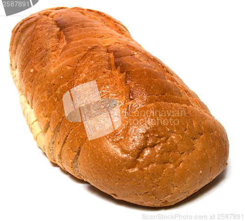 Image of sliced baguette isolated on white  