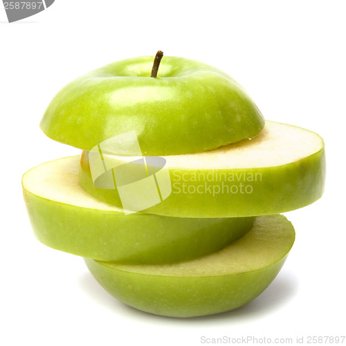 Image of sliced apple isolated on white background