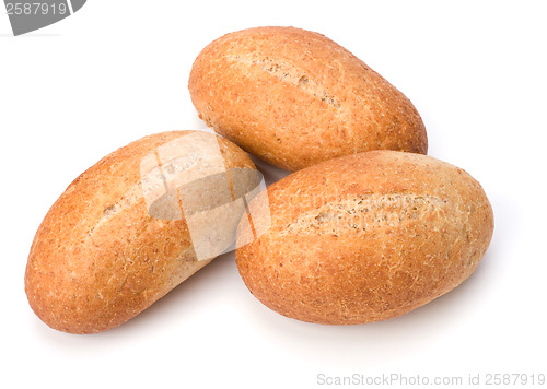 Image of fresh warm rolls isolated on white background