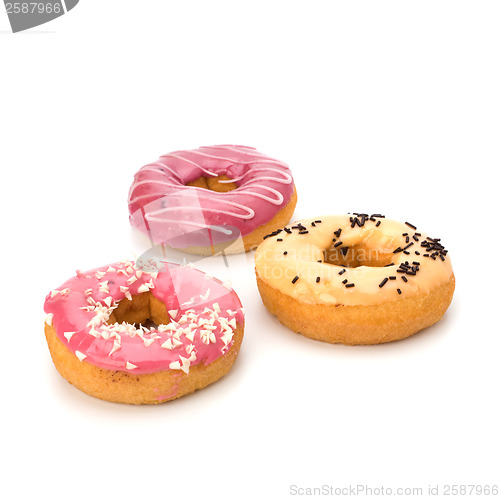 Image of Delicious doughnuts isolated on white background 