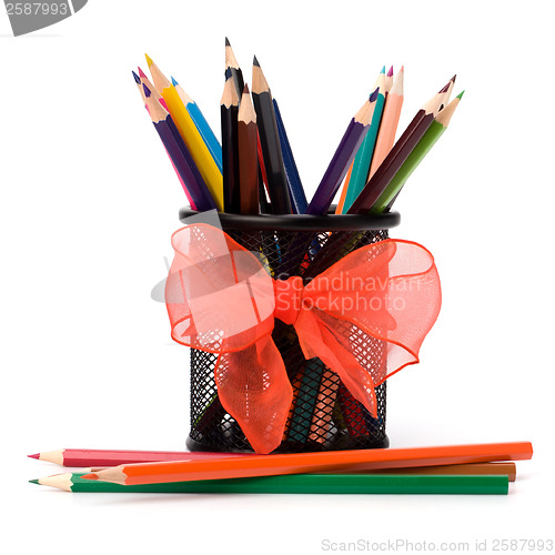 Image of 
Colour pencils isolated on white  background close up
