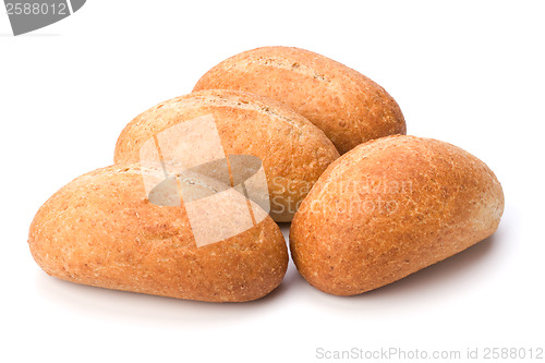 Image of fresh warm rolls isolated on white background