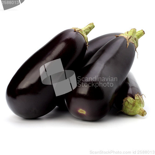 Image of eggplants isolated on white background close up