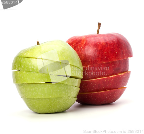 Image of sliced apples isolated on white background
