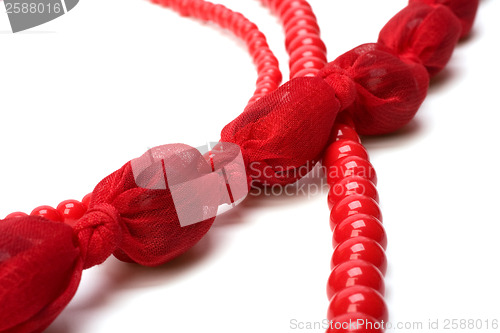 Image of Red beads isolated on white background