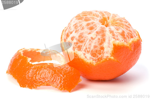 Image of peeled mandarin isolated on white