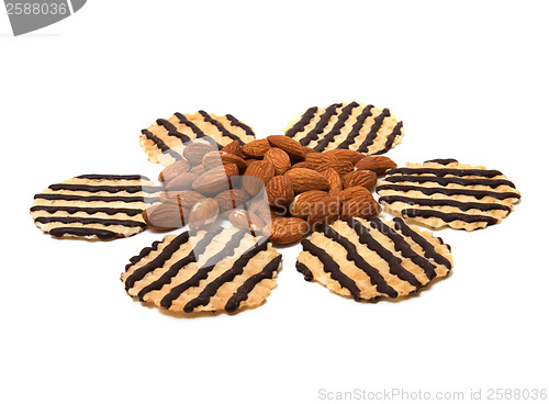 Image of nuts and pastry isolated on white 