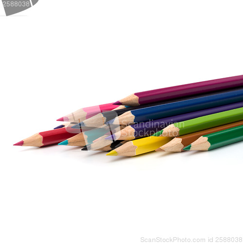 Image of 
Colour pencils isolated on white  background close up
