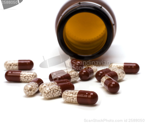 Image of capsules isolated on white background