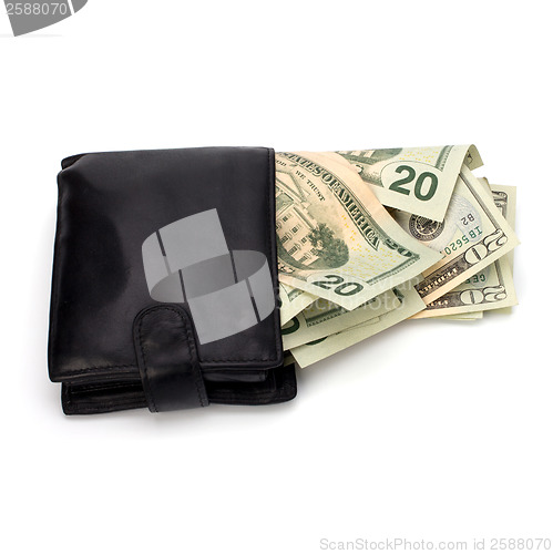 Image of Money in leather  purse 