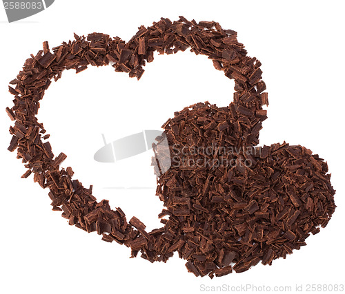 Image of chocolate hearts isolated on white