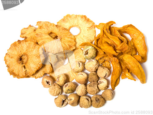 Image of dried fruits assortment isolated on white background