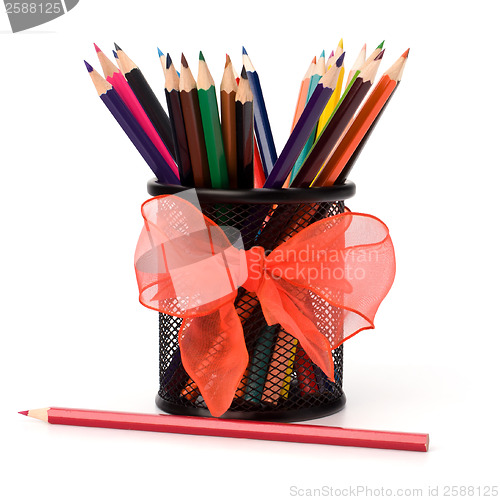 Image of 
Colour pencils isolated on white  background close up
