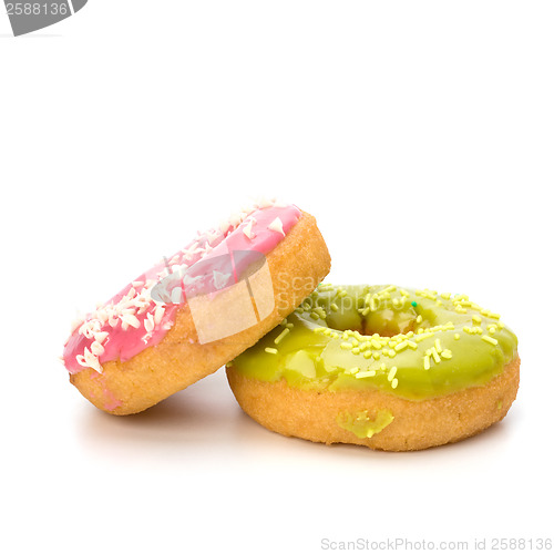 Image of Delicious doughnuts isolated on white background 