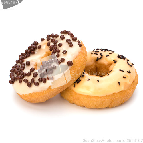 Image of Delicious doughnuts isolated on white background 