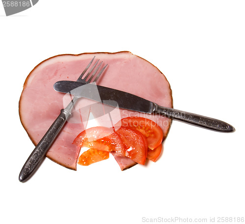 Image of meat dish with vegetables isolated on white background