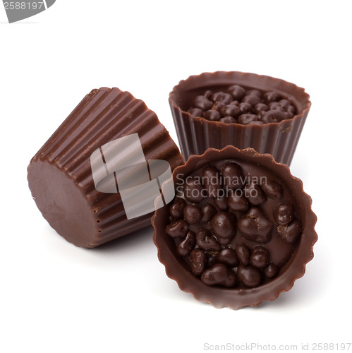 Image of chocolate pralines isolated on white background