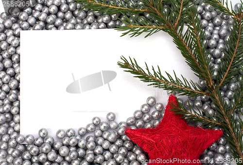 Image of 
Christmas decoration with greeting card 
