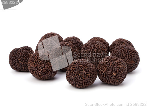 Image of chocolate pralines isolated on white background